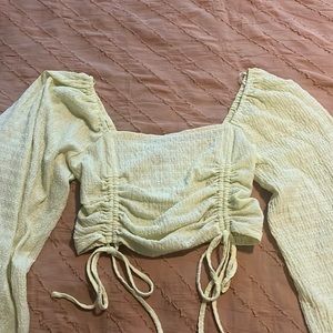 Yellow Crop Top with Puffy Long Sleeves